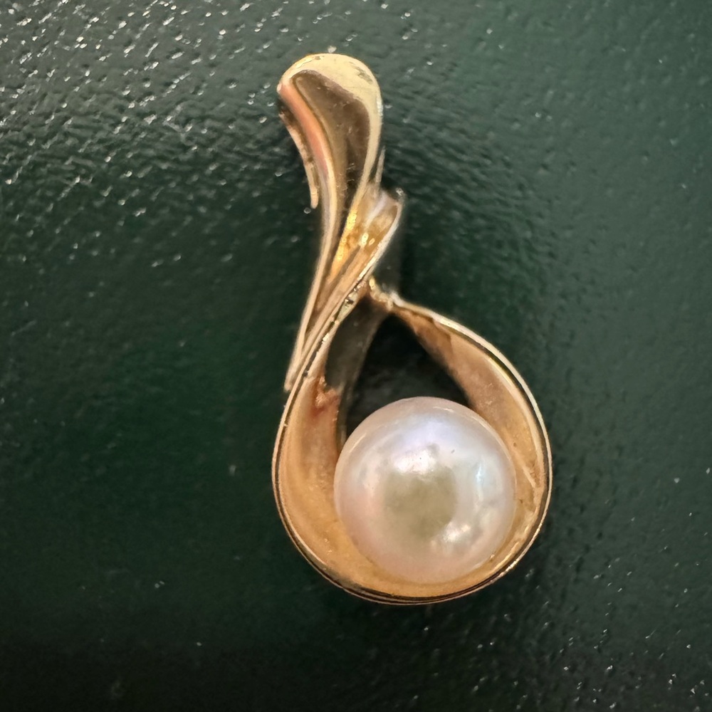 14k gold real pearl 10k  Elegant Gold pendant with Pearl Pendant real gold